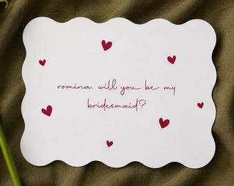 Personalised Bridesmaid Proposal Card | Will You Be My Bridesmaid | Wave Cut Heart Design | Love Notes Collection