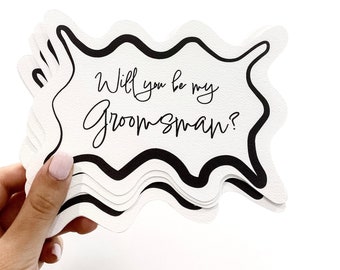 Custom Groomsman Proposal Card Calligraphy Bridal party proposal cards - will you be my Best Man ? Groomsman ? Wave Cut