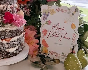 Mediterranean Lemon Bridal Shower Sign, Modern Wave Cut Design