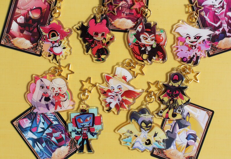 NO RESTOCK - Hazbin Hotel - Keychains - Alastor Nifty Angel Dust ...