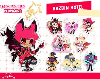 NO RESTOCK - Hazbin Hotel - Keychains - Alastor Nifty Angel Dust Lucifer Husk Adam Sir Pentious Vox Charlie Vaggie