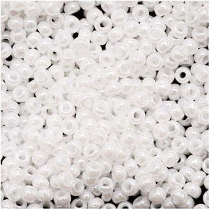 TOHO Japanese Seed Beads, Round, 11/0 Opaque-Luster White 121 | 5 Grams