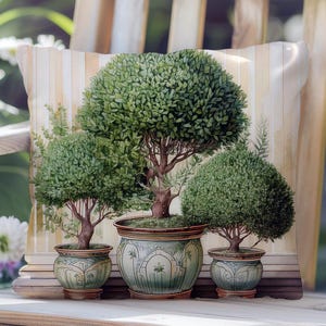 Topiary Outdoor Pillow-French Garden Decor, Waterproof Patio Cushion, Spring Porch Throw, Botanical Greenery, Cottagecore Style, Chateaucore