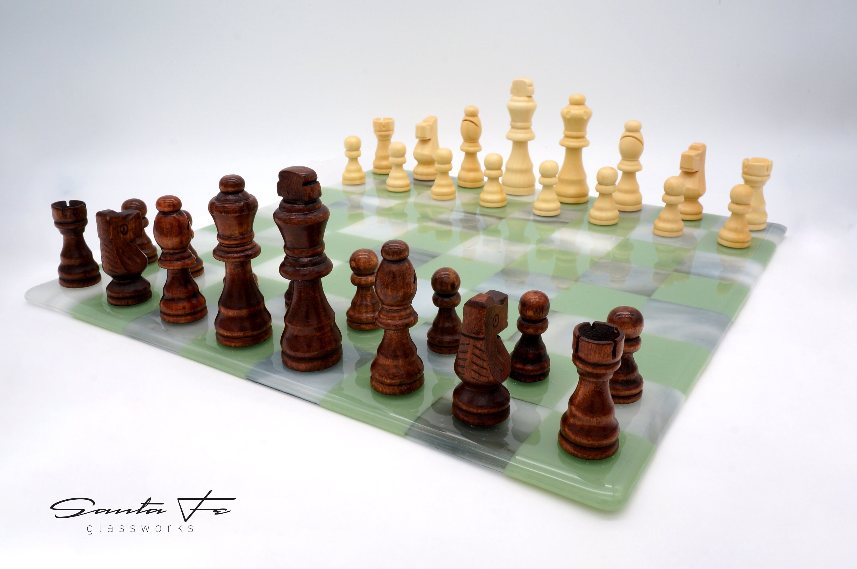 Chess Board of Fused Glass Chess Set Teal Green and Marble Etsy