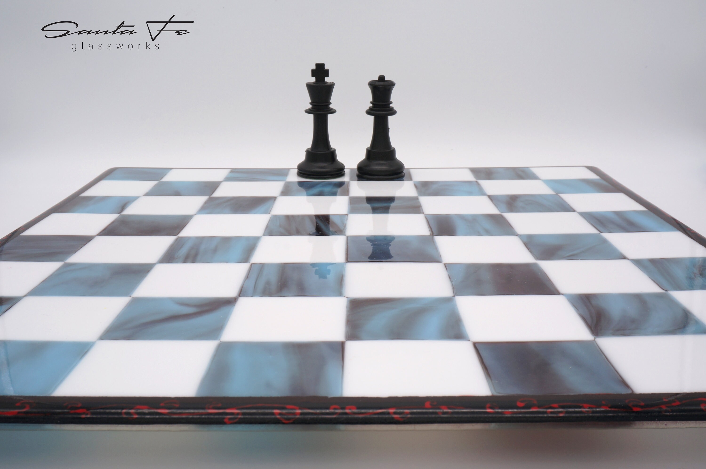 Chess Board of Fused Glass Checkers Board Blue Marble and Etsy
