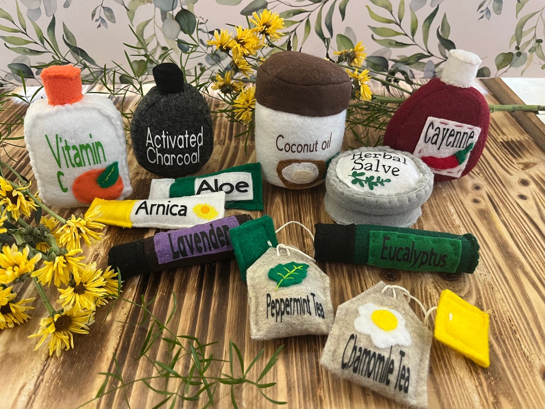 Play Natural Doctor Kit , Holistic ,natural Healing Felt Pretend Play