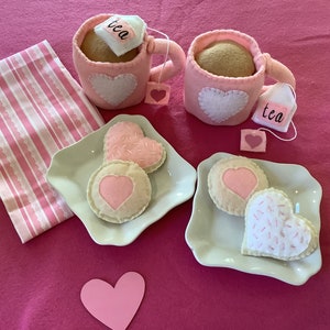 Tea party,felt food sweet treats, play food,party food,Sugar cookies,tea bags,photo prop,pretend play,bakery set,heart cookies,tea cup