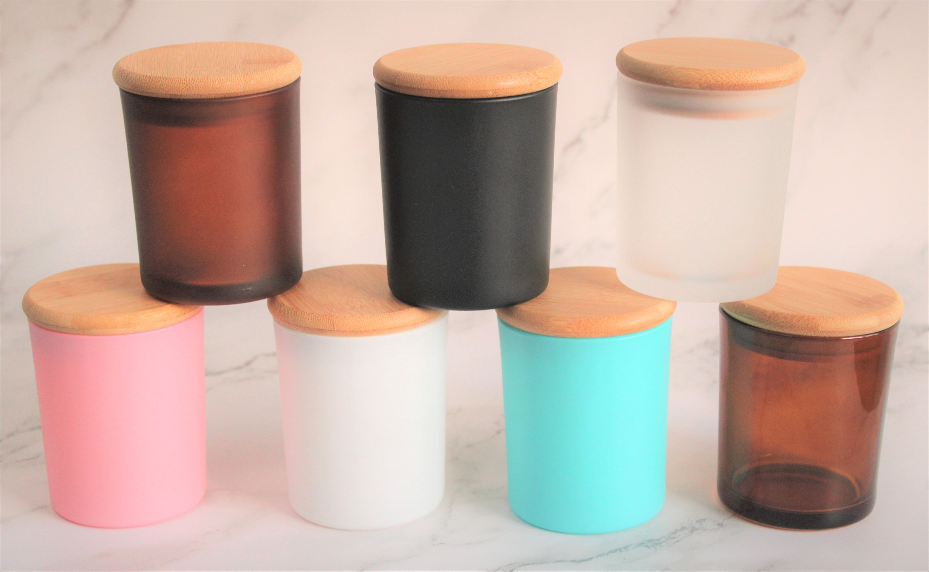 7 Oz. Empty Candle Jar With Bamboo Lid Candle Container Etsy UK