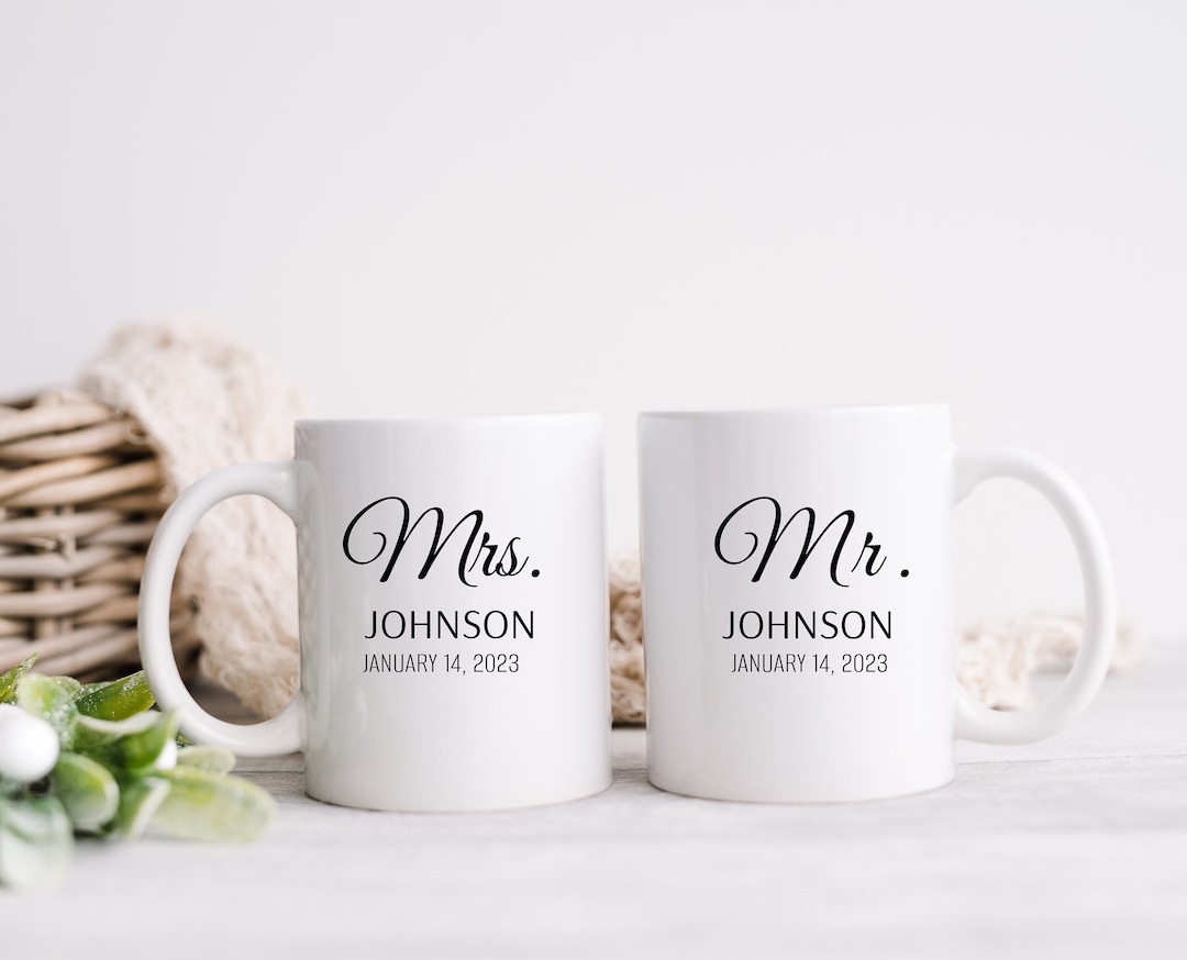 11 OZ Custom Mug Set Mr. and Mrs. Coffee Mugs Set of 2, Custom Wedding ...