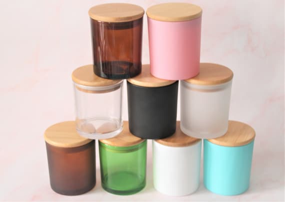 10 Oz. Empty Candle Jar With Bamboo Lid Candle Container Candle Jar Wood Lid  Home Decor.storage With Lid. DIY Supply 