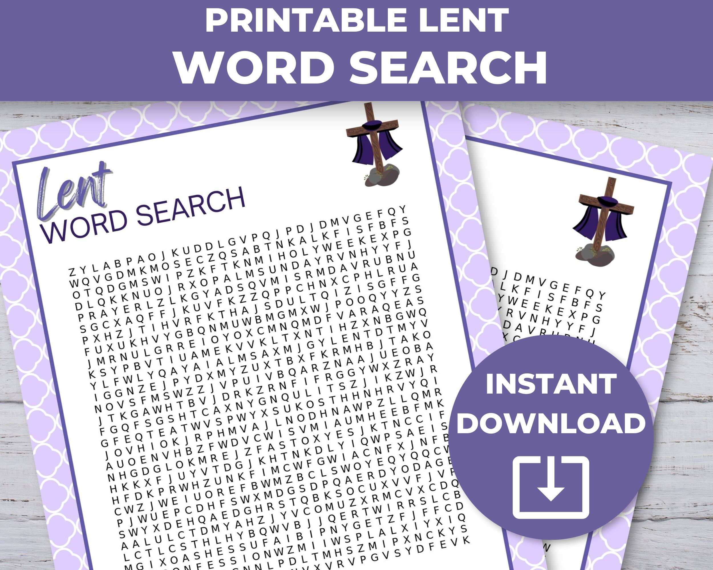 Printable Lent Word Search Game for Kids and Adults - Etsy