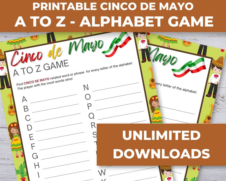 Cinco De Mayo A to Z Game, Printable Cinco De Mayo Games for Kids ...