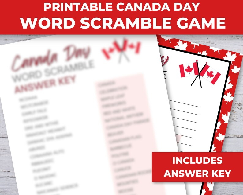 Canada Day Word Scramble, Canada Day Games, July 1st Games, Kids Summer Games, Canada Day Printables, Happy Canada Day Printable Games image 6