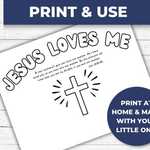 Jesus Loves Me Art, Handprint Keepsake Art, Christian Homeschool Printable, Christian Art Printable, Sunday School Crafts, VBS Crafts image 7