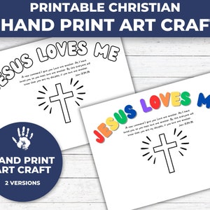 Jesus Loves Me Art, Handprint Keepsake Art, Christian Homeschool Printable, Christian Art Printable, Sunday School Crafts, VBS Crafts image 2