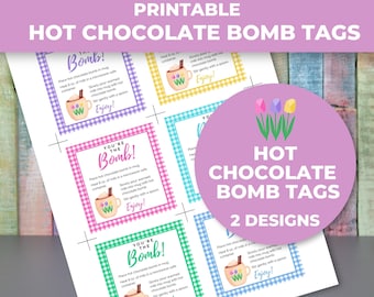 Printable Easter Spring Hot Chocolate Bomb Tags, Easter Spring Hot Cocoa Bomb Tags, Easter Spring Sticker Tags