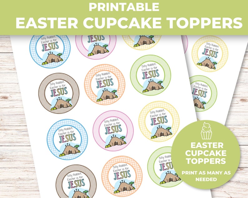 Easter is for Jesus Cupcake Toppers, Printable Easter Cupcake Toppers, Religious Easter Tags image 4