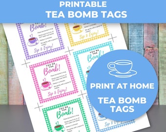 Printable Hot Tea Bomb Tag, Tea Bomb Sticker, Tea Bomb Instructions, Hot Tea Bomb Labels