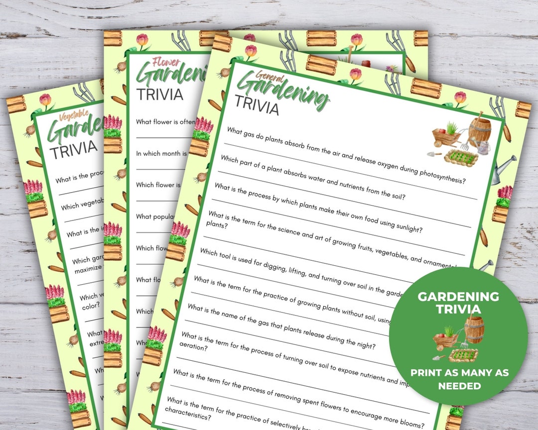 Gardening Trivia, Springtime Printable, Garden Party Games, Garden