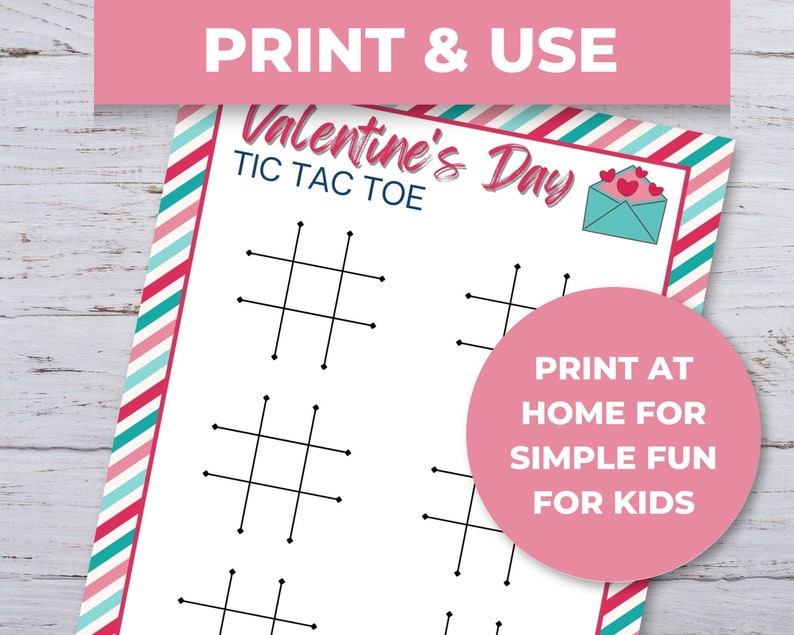 Valentines Day Tic Tac Toe Game, Printable Valentine Game for Kids ...