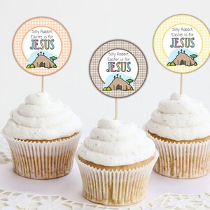 La Pascua es para los toppers de cupcakes de Jesús, los toppers de cupcakes de Pascua imprimibles, las etiquetas religiosas de Pascua imagen 8