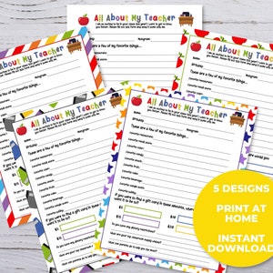 Teacher Questionnaire, Teacher Survey, All About My Teacher Printable, Getting To Know You Printable, Getting To Know Teacher Template