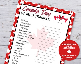 Canada Day Word Scramble, Canada Day Games, July 1st Games, Kids Summer Games, Canada Day Printables, Happy Canada Day Printable Games