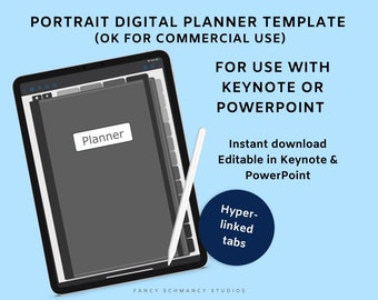 EDITABLE Digital Planner, Commercial Use Template, Keynote Digital Planner Template, PowerPoint Digital Planner, Portrait Orientation