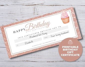 Birthday Gift Certificate Template, Gift Certificate Template Birthday, Blank Gift Certificate Digital Download, Printable Gift Vouchers