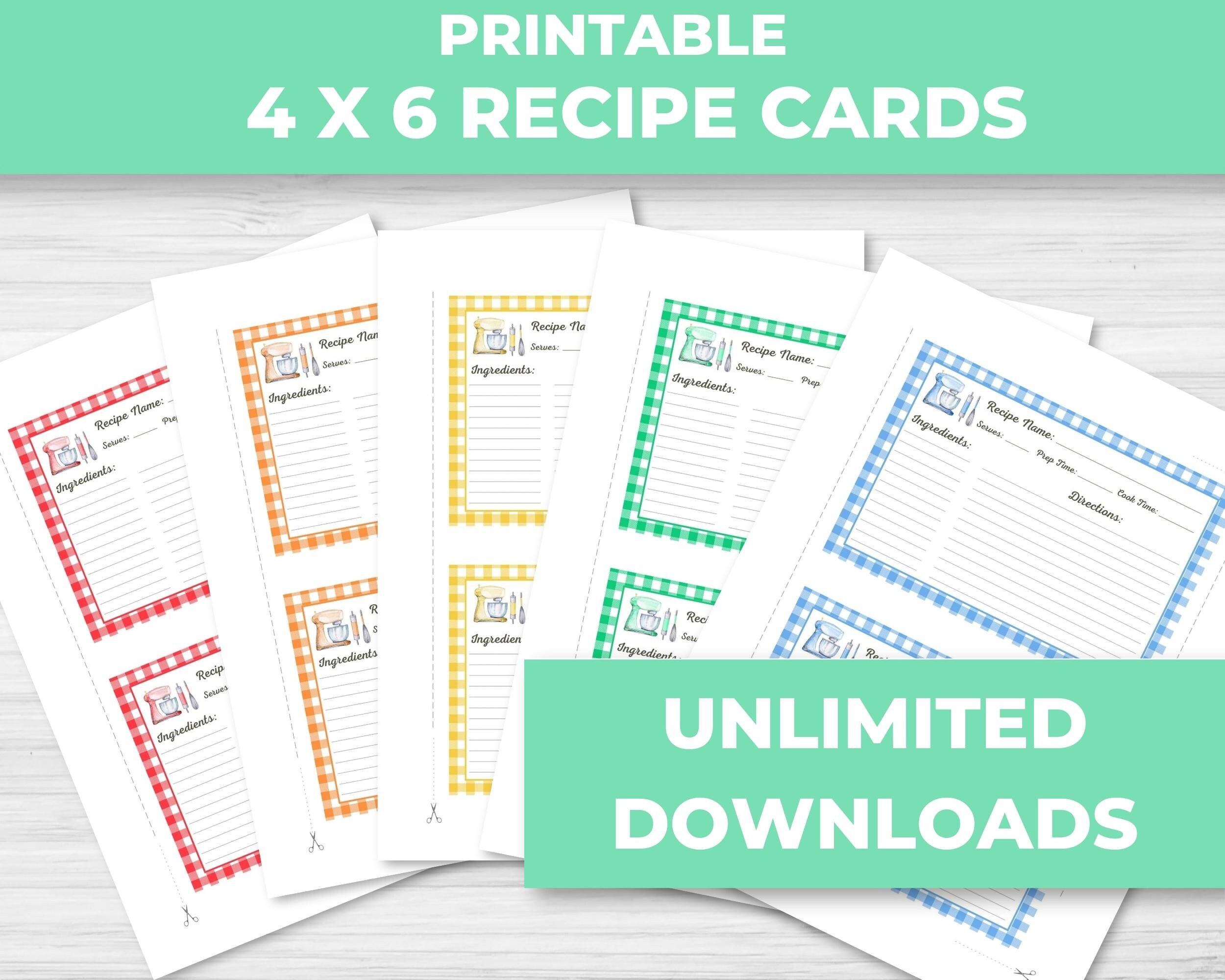 Printable Recipe Cards 4x6 Recipe Card Template Gift for Etsy Printable Recipe Cards 4x6 Recipe Card Template Gift for Etsy