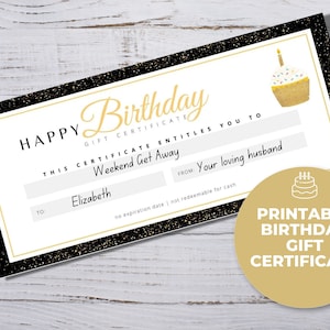 Gift Certificate Template Birthday, Blank Gift Certificate Digital Download, Printable Gift Vouchers, Birthday Gift Certificate Template