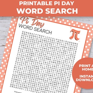 Pi Day Word Search Printable, Pi Day Activities for Kids Printable, Pi Day Party, Kids Worksheets, Pi Day Games for Kids, Classroom Activity image 2