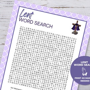 Lent Word Search Game, Printable Christian Game for Kids, Sunday School Classroom Activity, Party Game, Bible Game Activity