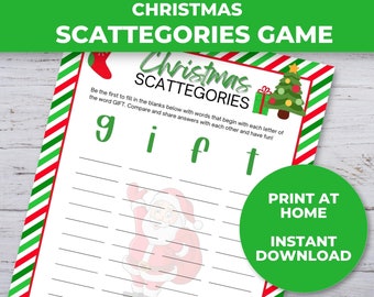 Printable Christmas Scattegories Game, Christmas Activities for Kids and Adults, Kid Party Games, Classroom Activity, Christmas Party Game