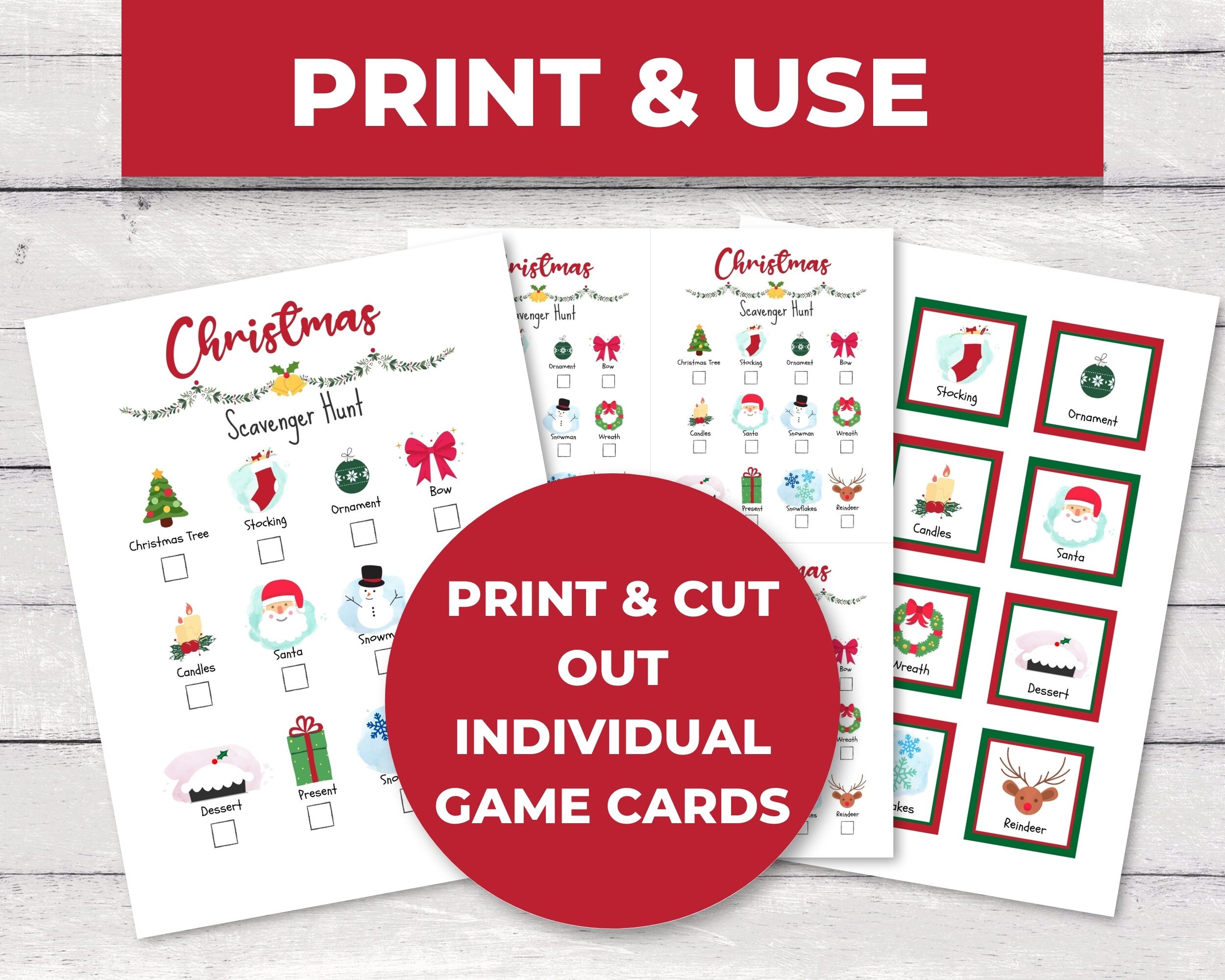 Printable Christmas Scavenger Hunt and Matching Game for Kids ...