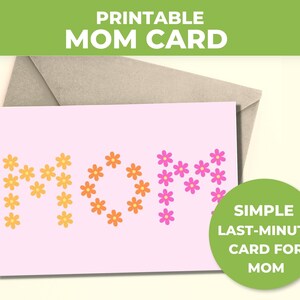 Mom Card Printable, Printable Card for Mom, Mothers Day Cards, Last Minute Mothers Day Card, Print at Home Mother's Day Cards