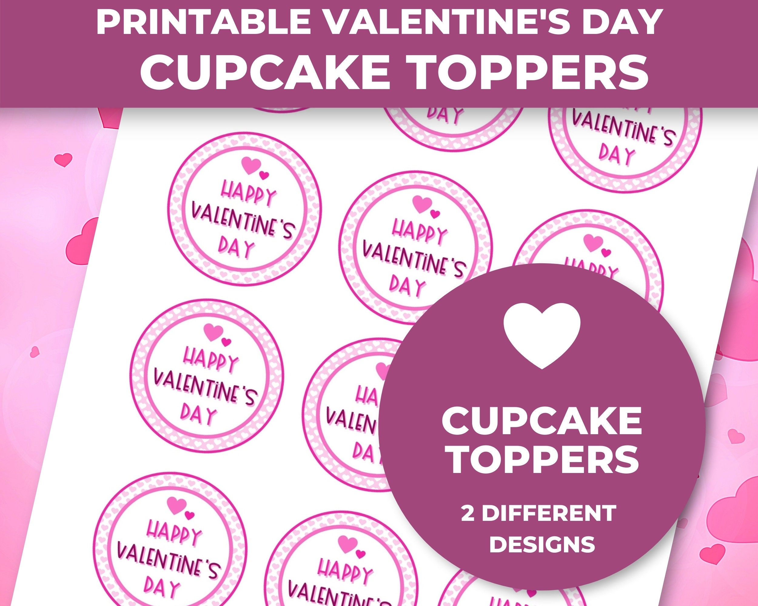 Printable Valentine's Day Cupcake Toppers - Etsy