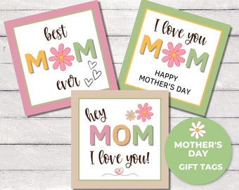Mother's Day Gift Tags Printable, Gift Tags for Mom, Best Mom Ever Tag, Floral Gift Tag, Mothers Day Gift Tag Printable, Mom Gift Tag