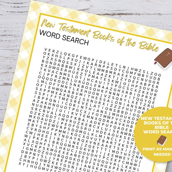 New Testament Books of the Bible Word Search Game, Bible Activities for Kids, Sunday School Activities, Homeschool Christian Curriculum