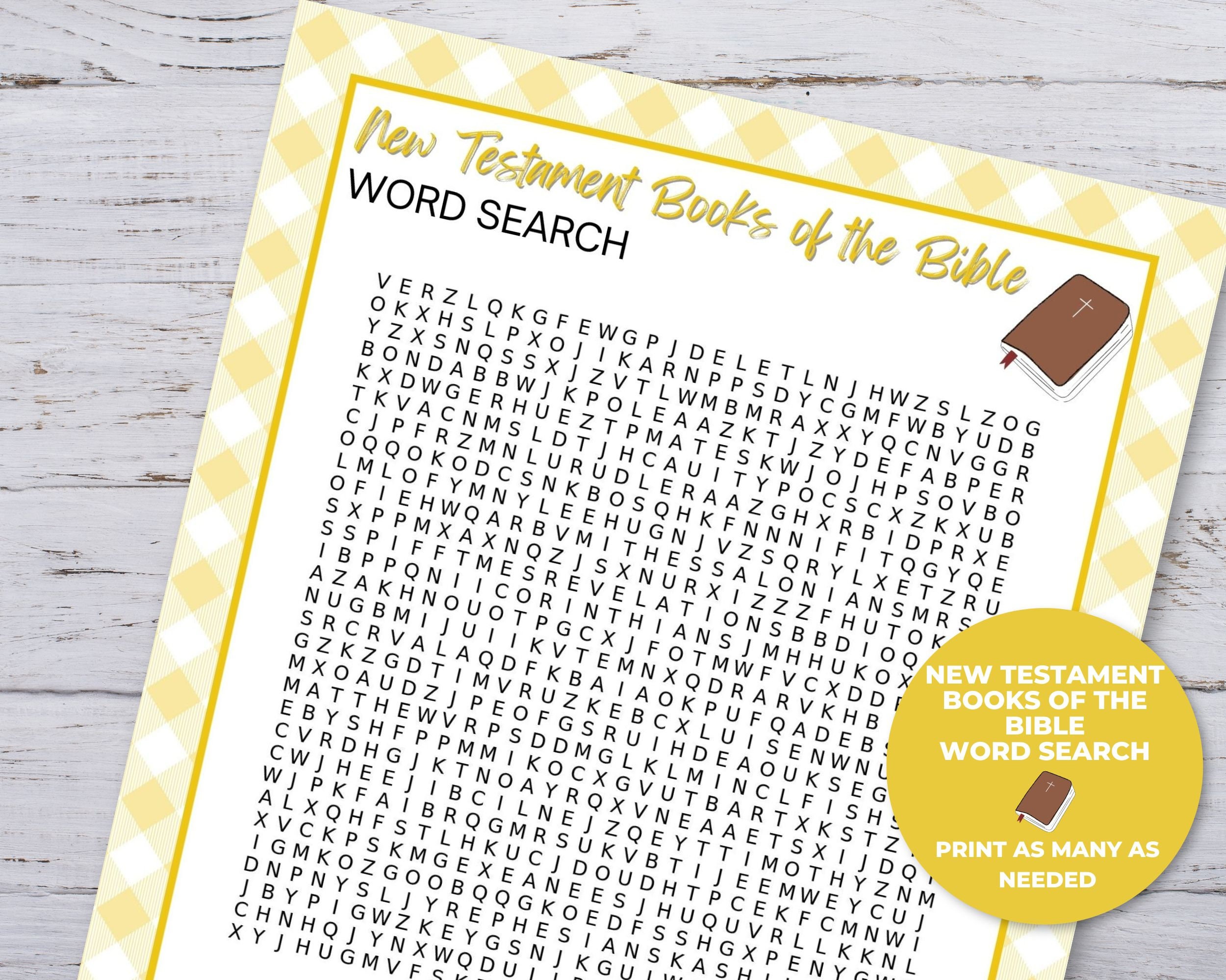 New Testament Books of the Bible Word Search Game, Bible Activities for ...