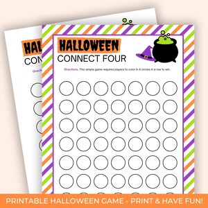 Halloween Four In A Row Printable Halloween Game for Kids, Classroom Activity, Halloween Party Game, Halloween Homeschool Activity