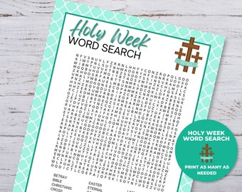 Holy Week Word Search, Easter Activity, Christian Easter, Holy Week For Kids, Holy Week Activities, Easter Printable, Jesus Resurrection