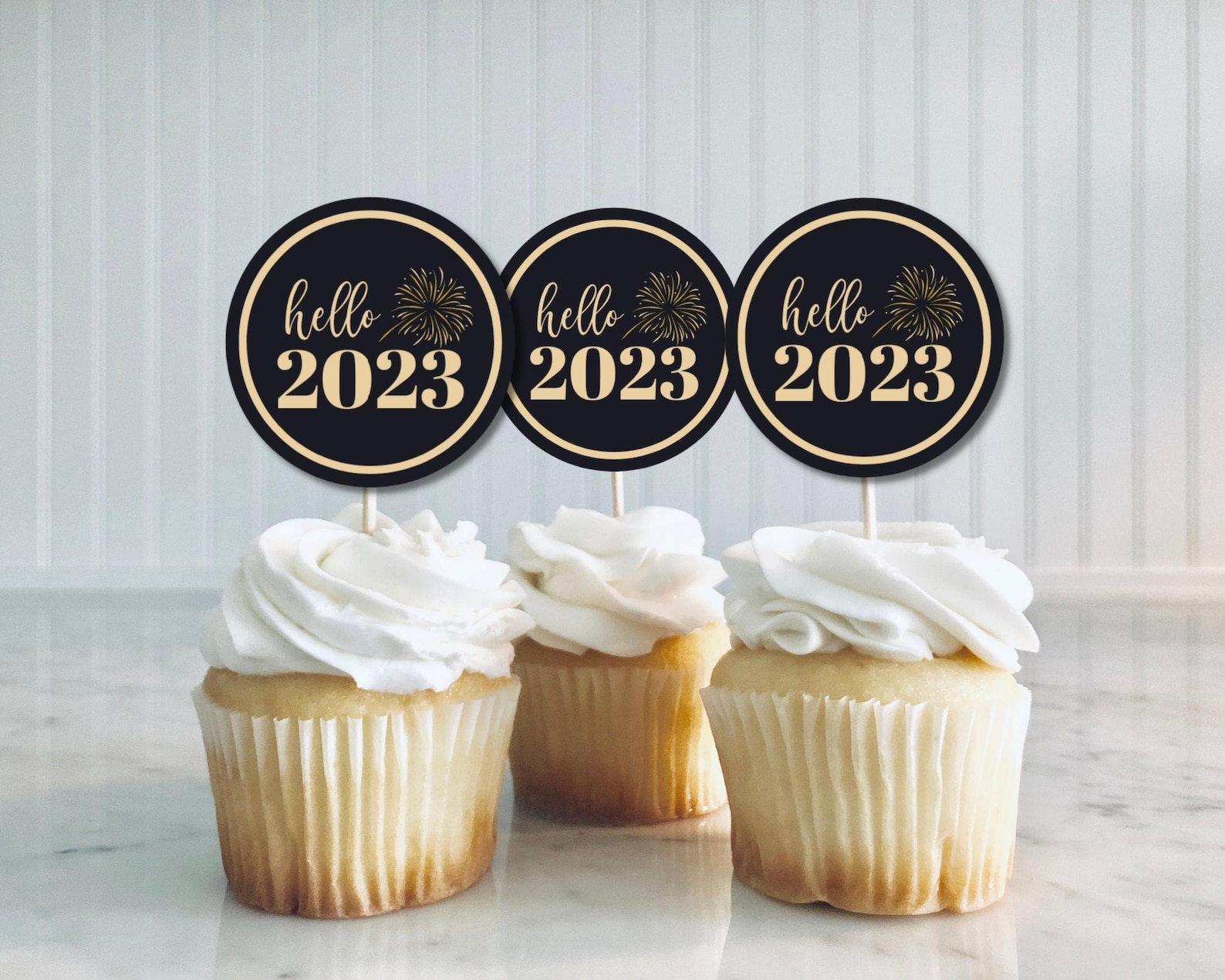 Hello 2023 Printable Cupcake Toppers New Year Cupcake Topper Etsy Ireland