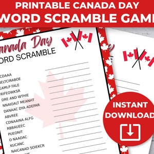 Canada Day Word Scramble, Canada Day Games, July 1st Games, Kids Summer Games, Canada Day Printables, Happy Canada Day Printable Games image 4