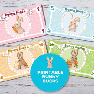 Printable Bunny Bucks, Bunny Money Easter Printable, Easter Egg Filler Coupons, Easter Basket Fillers for kids, Last Miniute Gifts