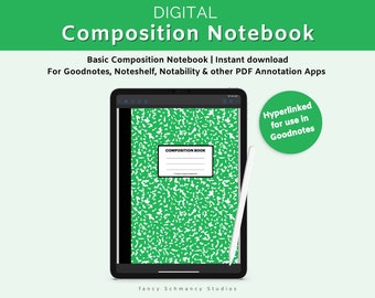 Green Digital Composition Notebook,Back to School, iPad Notebook, Digital Notebook Goodnotes, Digital Journal, Student Notebook iPad