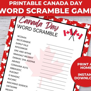 Canada Day Word Scramble, Canada Day Games, July 1st Games, Kids Summer Games, Canada Day Printables, Happy Canada Day Printable Games image 2