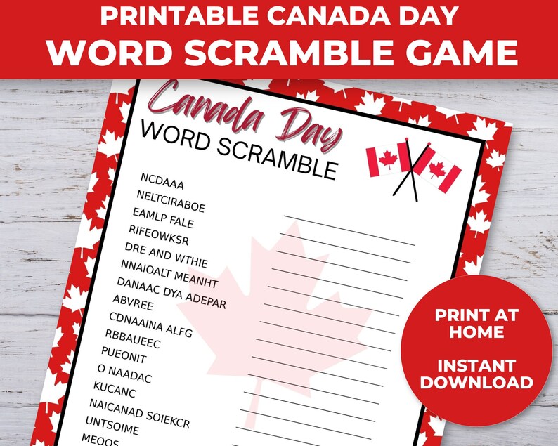 Canada Day Word Scramble, Canada Day Games, July 1st Games, Kids Summer Games, Canada Day Printables, Happy Canada Day Printable Games image 2