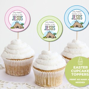 Easter is for Jesus Cupcake Toppers, Printable Easter Cupcake Toppers, Religious Easter Tags image 2