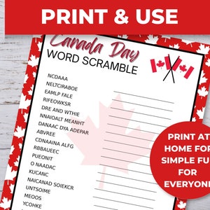 Canada Day Word Scramble, Canada Day Games, July 1st Games, Kids Summer Games, Canada Day Printables, Happy Canada Day Printable Games image 7